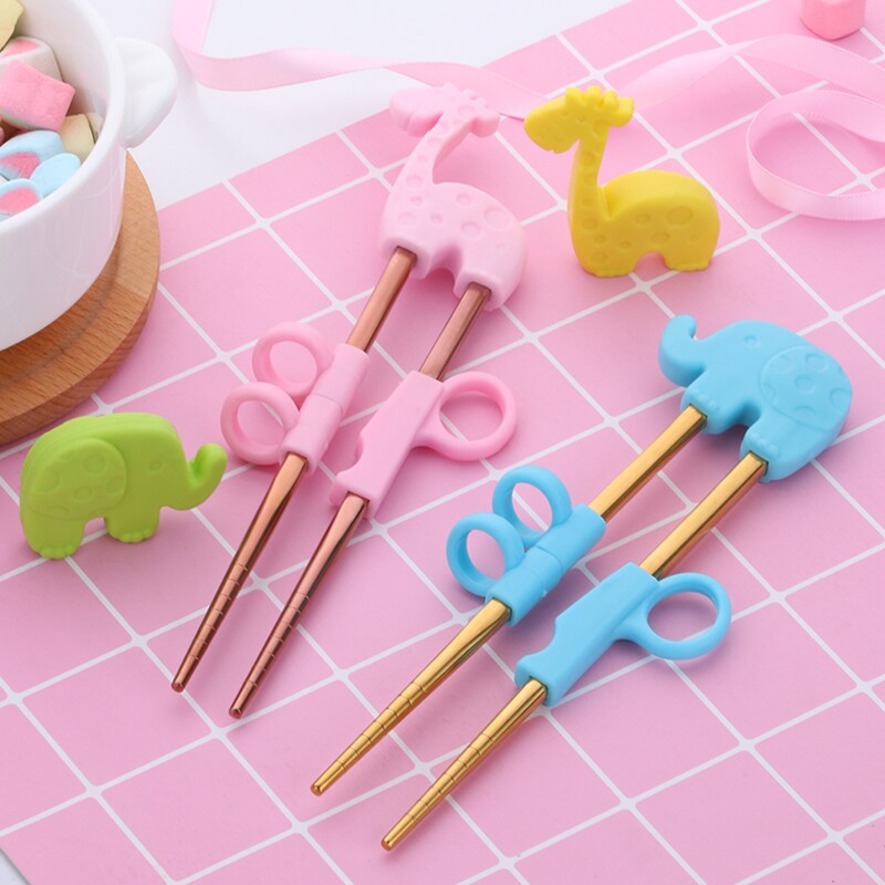 Baby Products Eco Friendly - 2คู่เด็กตะเกียบสำหรับเด็กเด็กสแตนเลสสตีลการ์ตูนการเรียนรู้ReusableการฝึกอบรมHelperตะเกียบทารกผลิตภัณฑ์