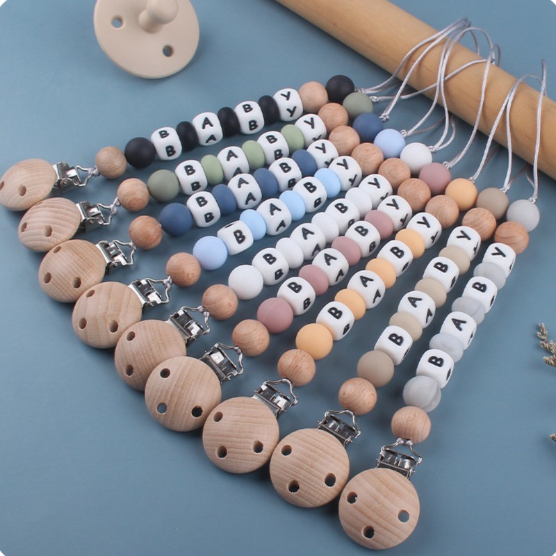 Baby Products To Gift - ที่หนีบจุกนมหลอกแบบซิลิโคน ปรับแต่งชื่อได้ สายคล้องจุกนมหลอกสำหรับเด็ก ของเล่นกัดแทะ ของขวัญวันเกิดเด็ก ของขวัญสำหรับงานเลี้ยงฉลองทารก