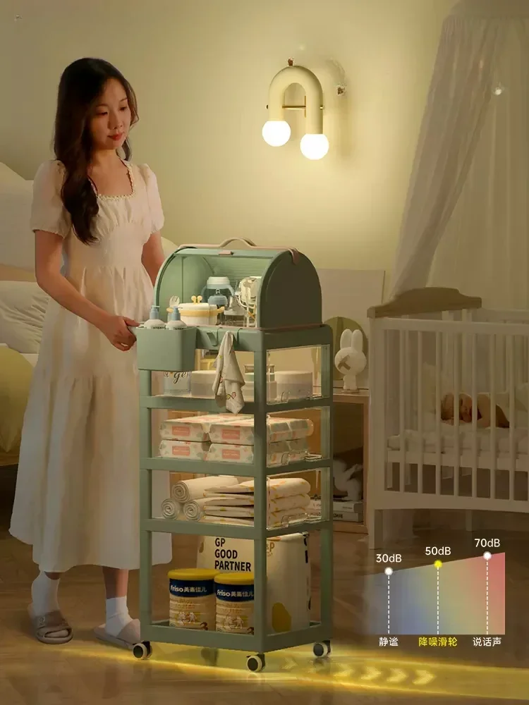 Baby Products Eco Friendly - ชั้นวางของเคลื่อนที่-รถเข็นพลาสติกใส, ที่จัดระเบียบผลิตภัณฑ์สำหรับเด็ก, ที่ตะกร้าเก็บของขวดพร้อมล้อใช้งานได้หลากหลาย
